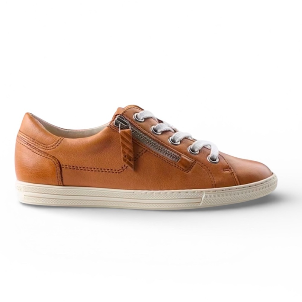 Brown Leather Sneakers with zipper